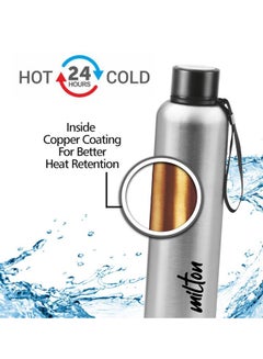 Milton 750ml Vacuum Insulated Water Bottle, Keeps Drinks Hot and Cold for 24 Hours, 18/8 Stainless Steel, Double-Walled Thermos Flask with Inner Copper Coating for Sports, Gym, Office - Aura Silver  - Image 2