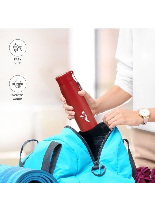 Milton 690ml Stainless Steel Water Bottle, Single-Walled, BPA-Free, Leak-Proof, Rust-Free, Easy-Grip Fridge Bottle,Easy to Carry, Gym Bottle for Men, Kids, School & Travel - Handy Red - Image 3