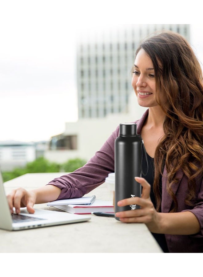 Milton 1050ml Vacuum Insulated Water Bottle, Keeps Drinks Hot and Cold for 24 Hours, 18/8 Stainless Steel, Double-Walled Thermos Flask with Inner Copper Coating for Sports, Gym, Office - Aura Black  - Image 5