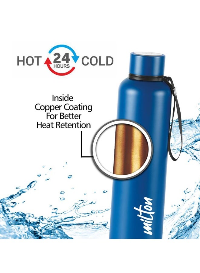 Milton 1050ml Vacuum Insulated Water Bottle, Keeps Drinks Hot and Cold for 24 Hours, 18/8 Stainless Steel, Double-Walled Thermos Flask with Inner Copper Coating for Gym, Office - Aura Dark Blue  - Image 2