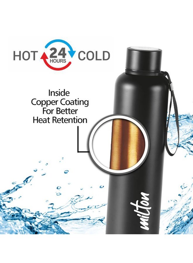 Milton 750 ml Stainless Steel Water Bottle, Vacuum Insulated Flask Keep Drinks Hot or Cold for 24 hours, Leak Proof, Metal Bottle for Sports, Gym, Travelling, Aura, Black Black - Image 2