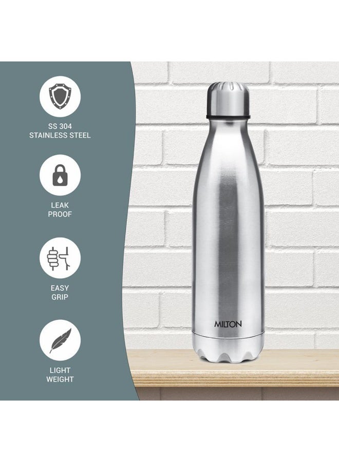 Milton Shine Stainless Steel Water Bottle 0.68 Litre (680 ml) – Single-Walled, Leak-Proof Lid, Rust-Proof, ISI Certified, Ideal for School, Office & Gym – Silver Silver - Image 2