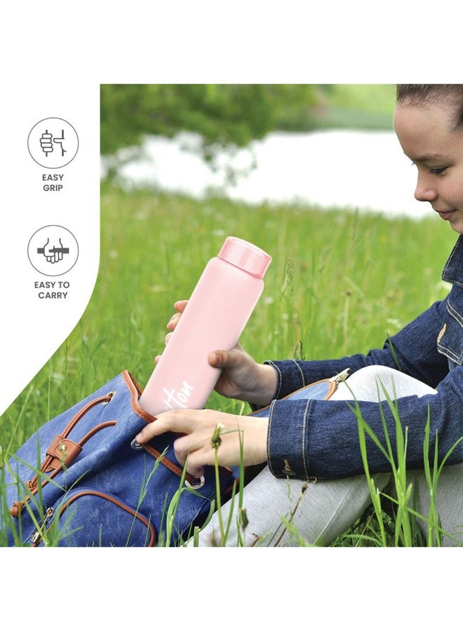 Milton 1000ml Stainless Steel Water Bottle, Single-Walled, BPA-Free, Leak-Proof, Rust-Free, Easy-Grip Fridge Bottle,Easy to Carry, Gym Bottle for Men, Kids, School & Travel- Aqua Light Pink - Image 3