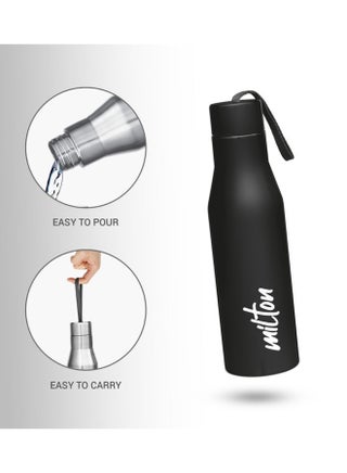 Milton 650 ml Stainless Steel Water Bottle, Leak Proof, Rust-Free, BPA Free, Metal Bottle for Sports, Gym, Travelling, Office, School, Super 750, Black Black - view 3