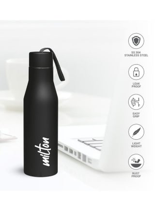 Milton 650 ml Stainless Steel Water Bottle, Leak Proof, Rust-Free, BPA Free, Metal Bottle for Sports, Gym, Travelling, Office, School, Super 750, Black Black - view 2