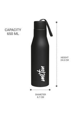 Milton 650 ml Stainless Steel Water Bottle, Leak Proof, Rust-Free, BPA Free, Metal Bottle for Sports, Gym, Travelling, Office, School, Super 750, Black Black - view 5