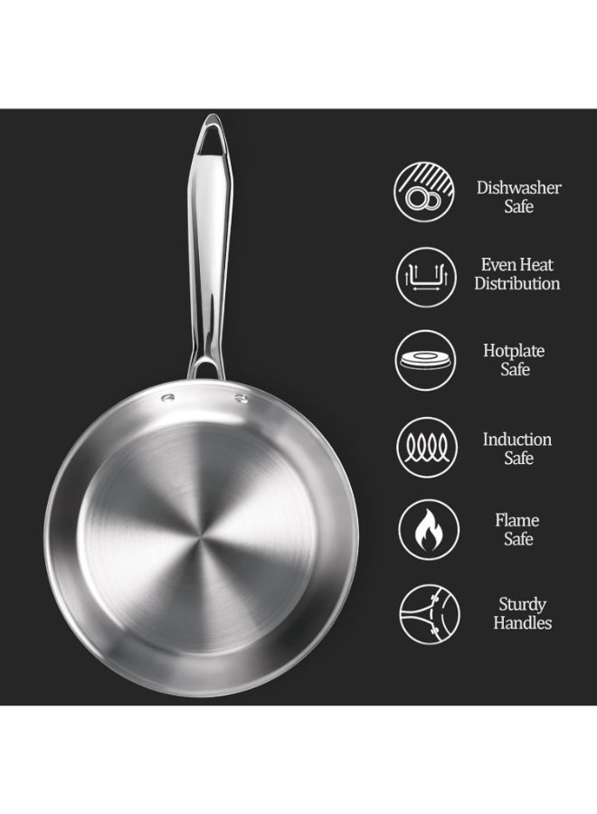 Milton Pro Cook Fry Pan 26 cm – Triply Hexa Tech Stainless Steel Frying Pan with Stainless Steel Lid, Induction & Gas Compatible, Ideal for Curry & Omelette Silver 26cm - Image 3