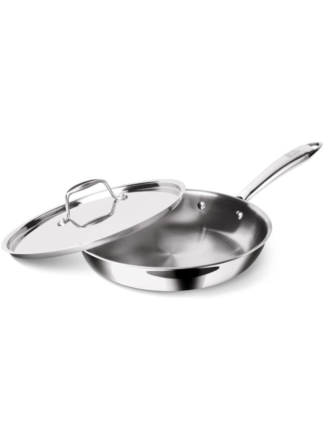 Milton Pro Cook Fry Pan 26 cm – Triply Hexa Tech Stainless Steel Frying Pan with Stainless Steel Lid, Induction & Gas Compatible, Ideal for Curry & Omelette Silver 26cm - Image 2