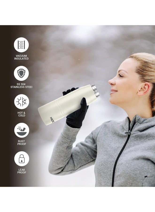 Milton 925ml Vacuum Insulated Water Bottle, Keeps Drinks Hot and Cold, 18/8 Stainless Steel, Double-Walled Thermos Flask with Inner Copper Coating for Sports, Gym, Office, Sparkle Ivory - Image 2