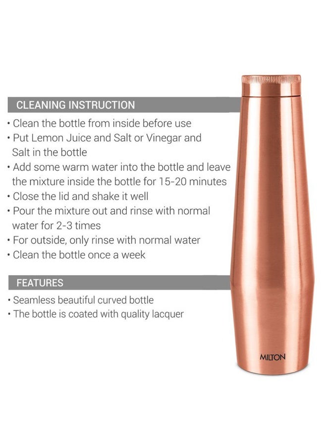 ميلتون زجاجة ماء نحاسية أصلية سعة 1090 مل - وعاء نحاسي نقي 100% للشرب، خالي من BPA، مقاوم للتسرب، يعزز المناعة، يدعم صحة الجهاز الهضمي والكبد، مستوحى من الأيورفيدا - كراون 1100 - Image 5