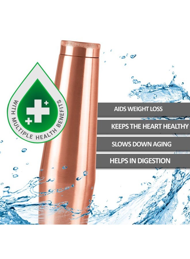 ميلتون زجاجة ماء نحاسية أصلية سعة 1090 مل - وعاء نحاسي نقي 100% للشرب، خالي من BPA، مقاوم للتسرب، يعزز المناعة، يدعم صحة الجهاز الهضمي والكبد، مستوحى من الأيورفيدا - كراون 1100 - Image 3