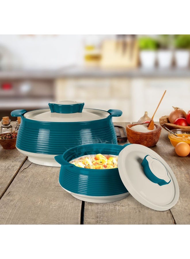 Milton Venice Jr. Insulated Inner Stainless Steel Casserole, Set of 3, (450 ml, 850 ml, 1.35 Litres), Marble Green| Double Walled | Hot & Cold Marble Green - Image 5