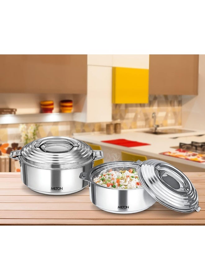 Milton Galaxia 3500 Insulated Stainless Steel Casserole, 3300 ml | 111 oz| 3.5 qt. Thermal Serving Bowl, Keeps Food Hot & Cold for Long Hours, Elegant Hot Pot Food Warmer Cooler, Silver Silver  - Image 3