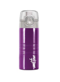 ميلتون 490ml Stainless Steel Water Bottle with One Touch Safety Lock, Single-Walled, BPA-Free, Leak-Proof, Rust-Free, Easy-Grip Fridge & Gym Bottle for Men, Kids, School & Travel - Vogue Purple  - Image 1