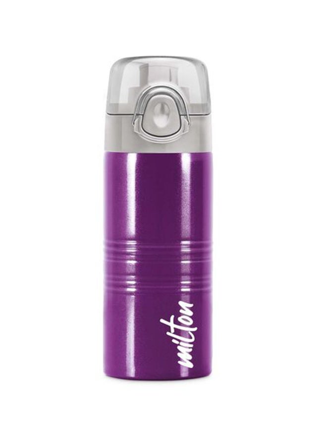 Milton 490ml Stainless Steel Water Bottle with One Touch Safety Lock, Single-Walled, BPA-Free, Leak-Proof, Rust-Free, Easy-Grip Fridge & Gym Bottle for Men, Kids, School & Travel - Vogue Purple  - Image 1