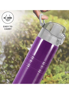 ميلتون 490ml Stainless Steel Water Bottle with One Touch Safety Lock, Single-Walled, BPA-Free, Leak-Proof, Rust-Free, Easy-Grip Fridge & Gym Bottle for Men, Kids, School & Travel - Vogue Purple  - Image 5