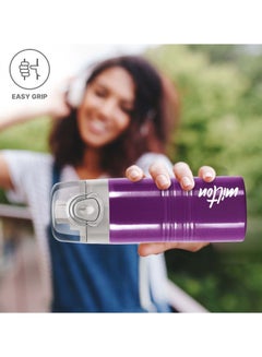 ميلتون 490ml Stainless Steel Water Bottle with One Touch Safety Lock, Single-Walled, BPA-Free, Leak-Proof, Rust-Free, Easy-Grip Fridge & Gym Bottle for Men, Kids, School & Travel - Vogue Purple  - Image 4