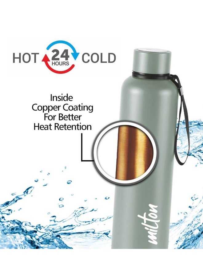 ميلتون زجاجة ماء معزولة بالفراغ سعة 1050 مل، تحافظ على المشروبات ساخنة وباردة لمدة 24 ساعة، من الفولاذ المقاوم للصدأ 18/8، زجاجة ترمس مزدوجة الجدران مع طلاء نحاسي داخلي للرياضة، الصالة الرياضية، المكتب - أورا - Image 2