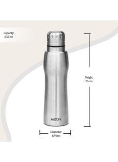 Milton 635ml Stainless Steel Water Bottle, Single-Walled, BPA-Free, Leak-Proof, Rust-Free, Easy-Grip Fridge Bottle,Easy to Carry, Gym Bottle for Men, Kids, School & Travel - Elate Silver  - Image 5