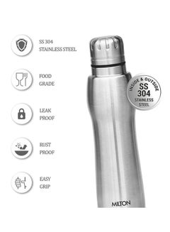 Milton 635ml Stainless Steel Water Bottle, Single-Walled, BPA-Free, Leak-Proof, Rust-Free, Easy-Grip Fridge Bottle,Easy to Carry, Gym Bottle for Men, Kids, School & Travel - Elate Silver  - Image 2