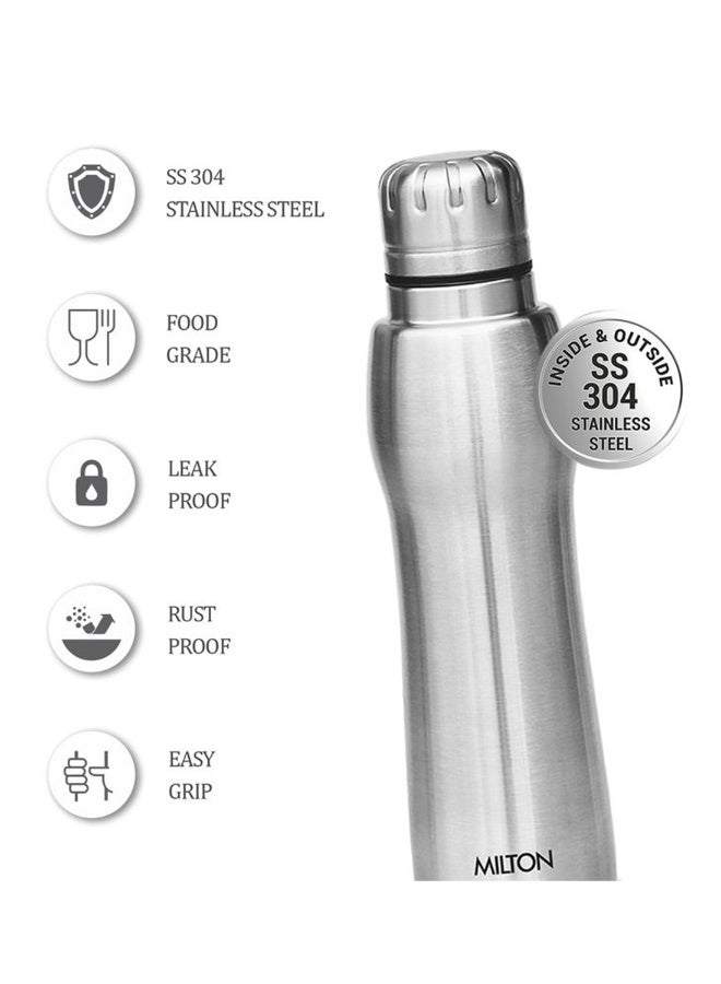 Milton 635ml Stainless Steel Water Bottle, Single-Walled, BPA-Free, Leak-Proof, Rust-Free, Easy-Grip Fridge Bottle,Easy to Carry, Gym Bottle for Men, Kids, School & Travel - Elate Silver  - Image 2