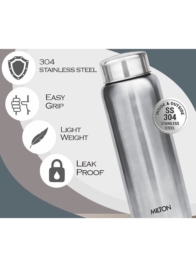 Milton 750ml (Half Litre) Stainless Steel Water Bottle – Single Walled, Leakproof, Easy-Grip, Easy to Carry Bottle for Gym, Home, Kitchen, Hiking & Travel – Aqua 750 Silver - Image 3