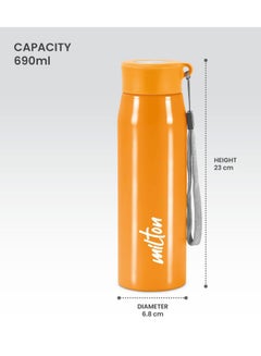 ميلتون 690ml Stainless Steel Water Bottle, Single-Walled, BPA-Free, Leak-Proof, Rust-Free, Easy-Grip Fridge Bottle,Easy to Carry, Gym Bottle for Men, Kids, School & Travel - Handy Orange  - Image 5