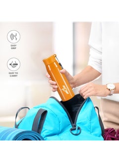 ميلتون 690ml Stainless Steel Water Bottle, Single-Walled, BPA-Free, Leak-Proof, Rust-Free, Easy-Grip Fridge Bottle,Easy to Carry, Gym Bottle for Men, Kids, School & Travel - Handy Orange  - Image 3