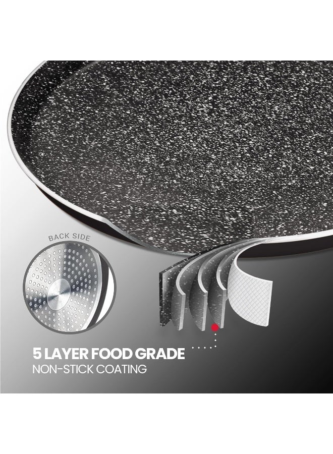 Milton 32 cm Granito Induction Omni Tawa, Lightweight Aluminium, Non-Stick, Food Grade, Hot Plate & Dishwasher Safe Black - Image 4