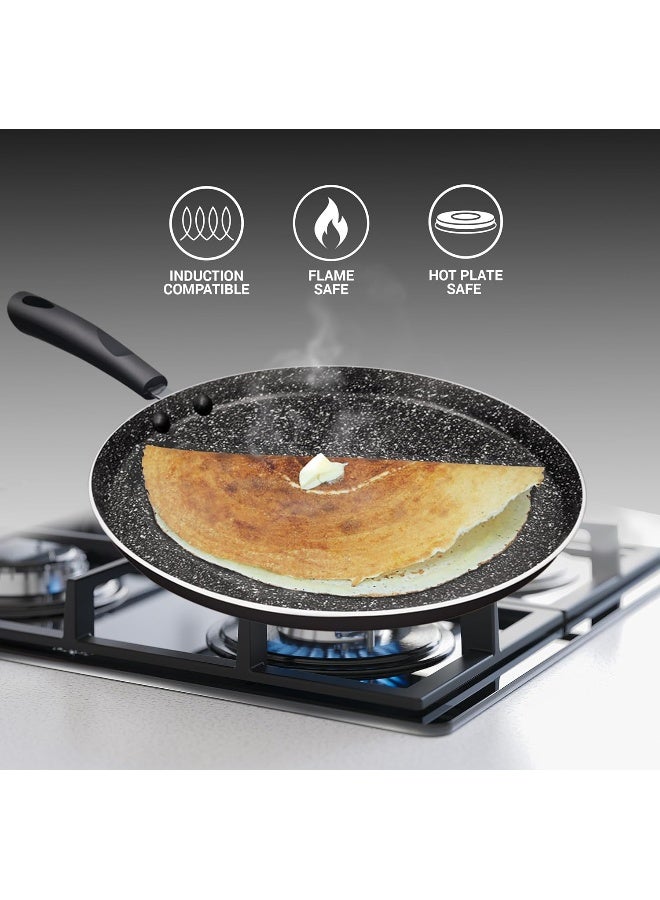 Milton 32 cm Granito Induction Omni Tawa, Lightweight Aluminium, Non-Stick, Food Grade, Hot Plate & Dishwasher Safe Black - Image 2