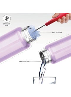 ميلتون 1000ml Stainless Steel Water Bottle, Single-Walled, BPA-Free, Leak-Proof, Rust-Free, Easy-Grip Fridge Bottle,Easy to Carry, Gym Bottle for Men, Kids, School & Travel - Aqua Purple  - Image 4