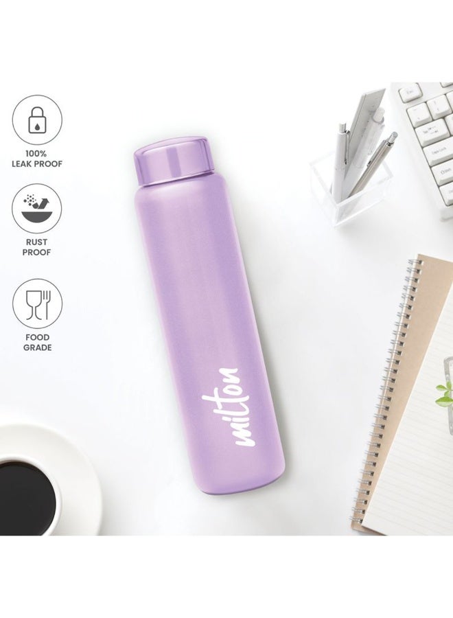 Milton 1000ml Stainless Steel Water Bottle, Single-Walled, BPA-Free, Leak-Proof, Rust-Free, Easy-Grip Fridge Bottle,Easy to Carry, Gym Bottle for Men, Kids, School & Travel - Aqua Purple  - Image 2