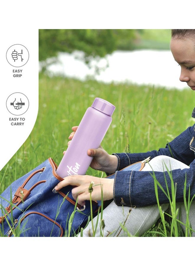 Milton 1000ml Stainless Steel Water Bottle, Single-Walled, BPA-Free, Leak-Proof, Rust-Free, Easy-Grip Fridge Bottle,Easy to Carry, Gym Bottle for Men, Kids, School & Travel - Aqua Purple  - Image 3