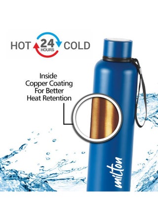Milton 750 ml Stainless Steel Water Bottle, Vacuum Insulated Flask Keep Drinks Hot or Cold for 24 hours, Leak Proof, Metal Bottle for Sports, Gym, Travelling, Aura, Dark Blue Dark Blue - view 2
