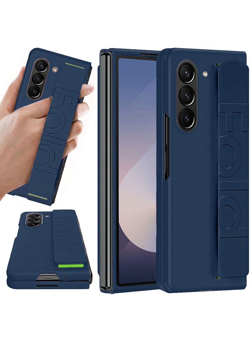 MARGOUN ( for Samsung Galaxy Z Fold 6 2024 ) Case, Slim and Lightweight Design, Wrist Strap Handheld Folding Mobile Phone Protective Case Dark Blue  - Image 2