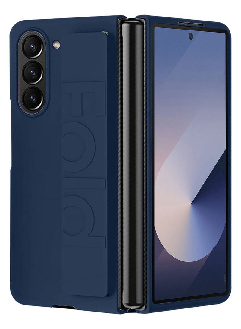 MARGOUN ( for Samsung Galaxy Z Fold 6 2024 ) Case, Slim and Lightweight Design, Wrist Strap Handheld Folding Mobile Phone Protective Case Dark Blue  - Image 1