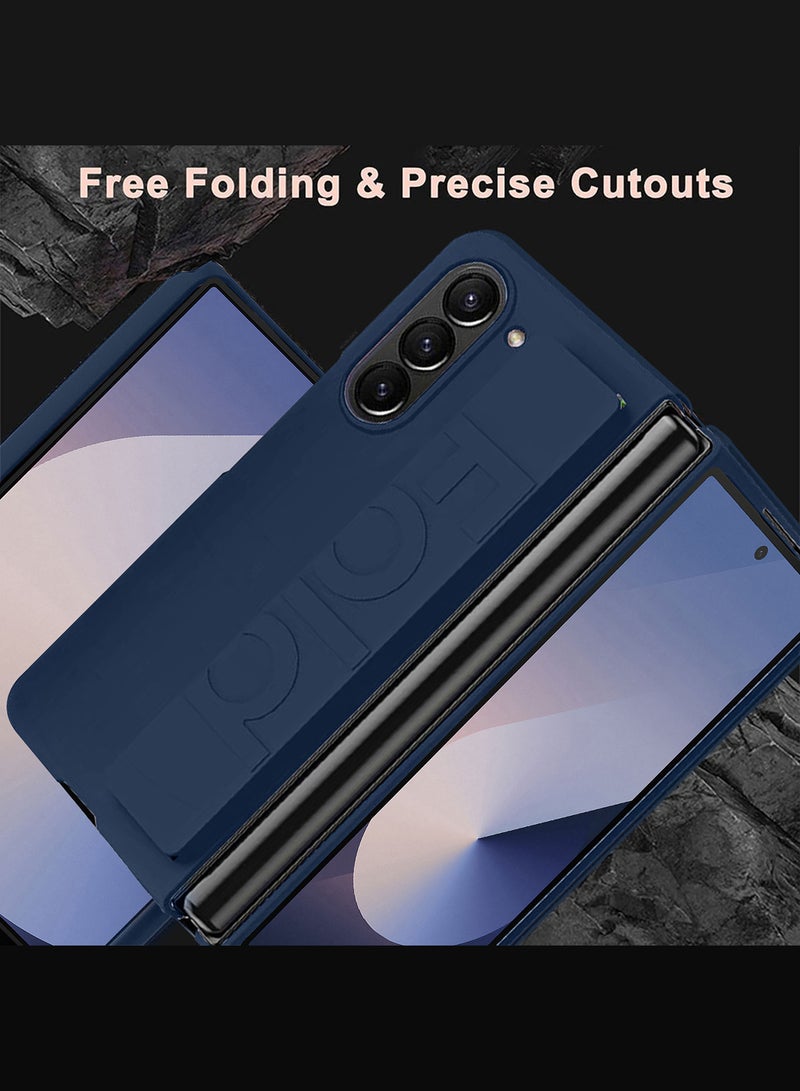 MARGOUN ( for Samsung Galaxy Z Fold 6 2024 ) Case, Slim and Lightweight Design, Wrist Strap Handheld Folding Mobile Phone Protective Case Dark Blue  - Image 3