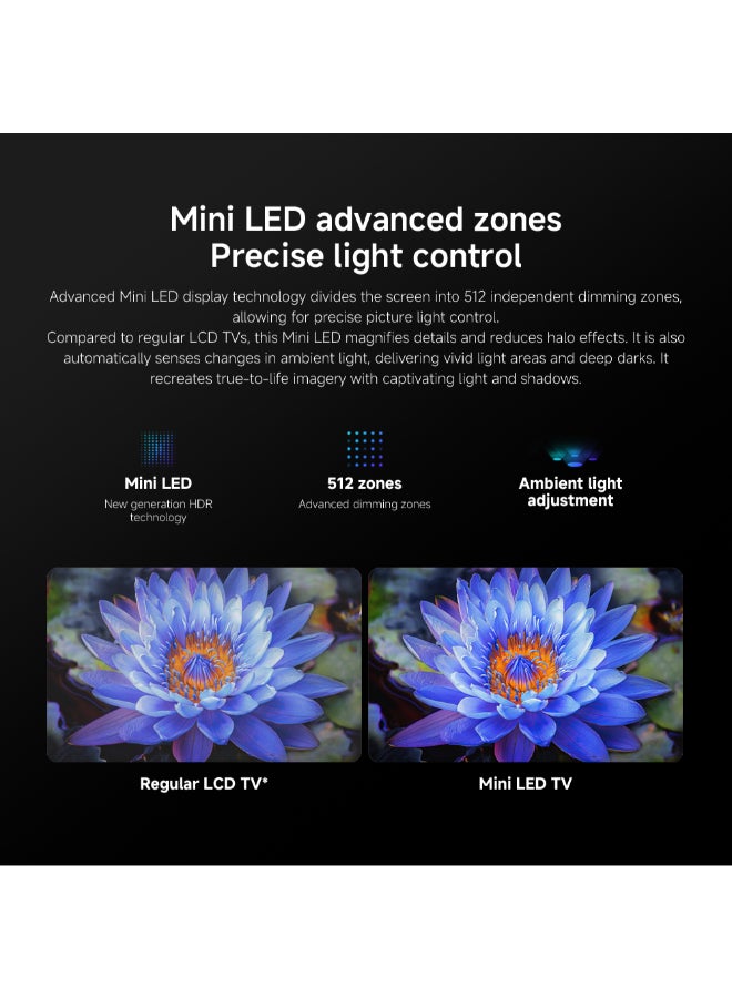 Xiaomi TV S Mini LED 75" 2025 - 4K QD-MiniLED 144Hz Refresh Rate Dolby Audio/Dolby Atmos/DTS-X​ Powerful AI Engine For Image Enhancement L75MA-SPLME Black - Image 3