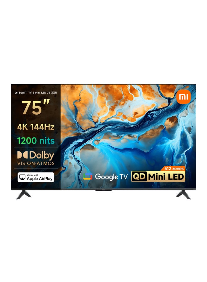 Xiaomi TV S Mini LED 75" 2025 - 4K QD-MiniLED 144Hz Refresh Rate Dolby Audio/Dolby Atmos/DTS-X​ Powerful AI Engine For Image Enhancement L75MA-SPLME Black - Image 1