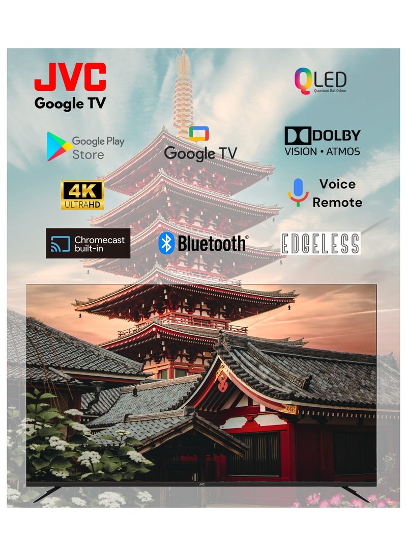 JVC 100 Inch Edgeless QLED 4K UHD Official Google TV with Dolby Vision Atmos, "Hey Google" Voice Remote, Bluetooth, 2024 Latest Model LT-100NQ7155 Black  - Image 2