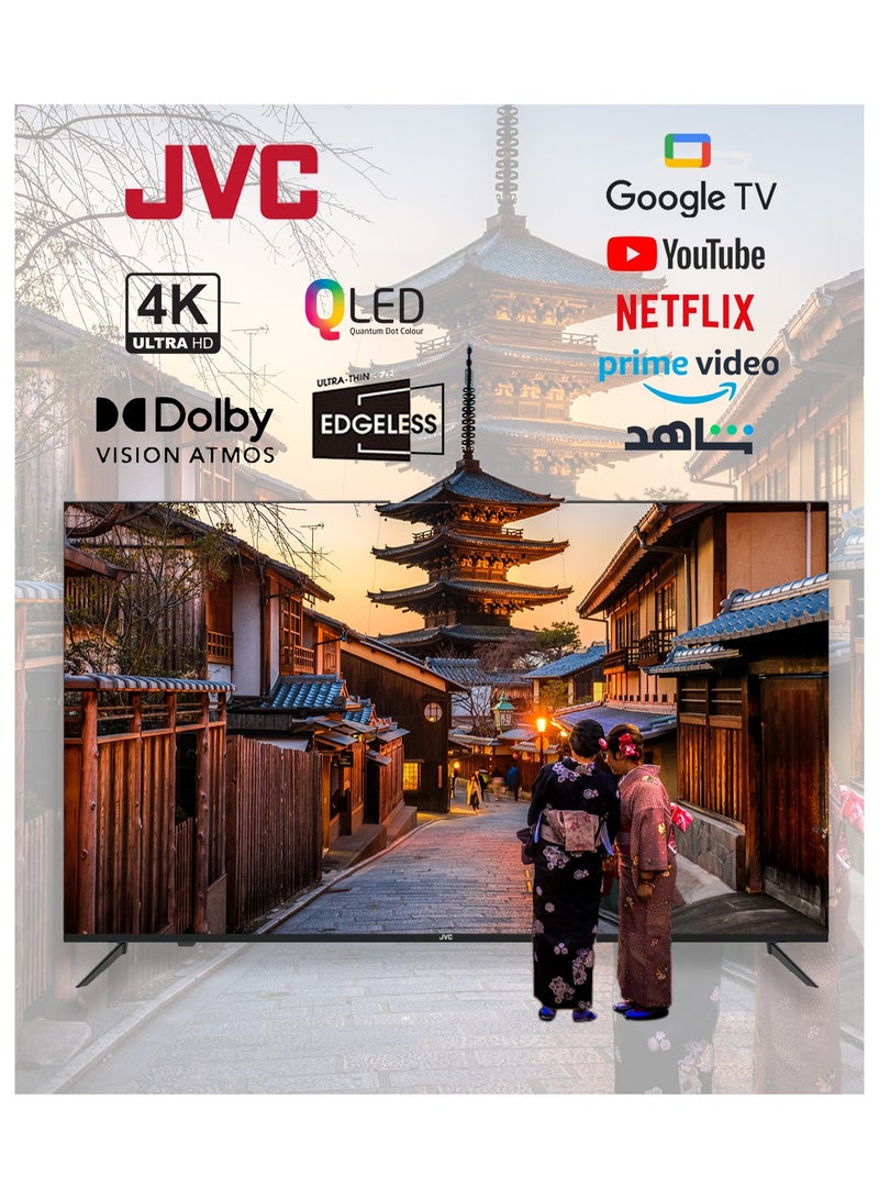 JVC 100 Inch Edgeless QLED 4K UHD Official Google TV with Dolby Vision Atmos, "Hey Google" Voice Remote, Bluetooth, 2024 Latest Model LT-100NQ7155 Black  - Image 3