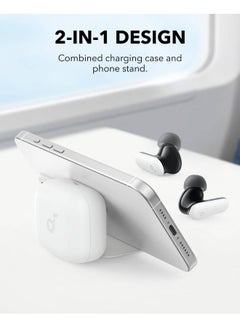 ساوند كور Soundcore P30i by Anker Noise Cancelling Earbuds, Smart Noise Cancelling, Powerful Bass, 45h Playtime, 2-in-1 Case and Mobile Phone Stand, IP54, Wireless Headphones, Blueto5.4, App Control white  - Image 2