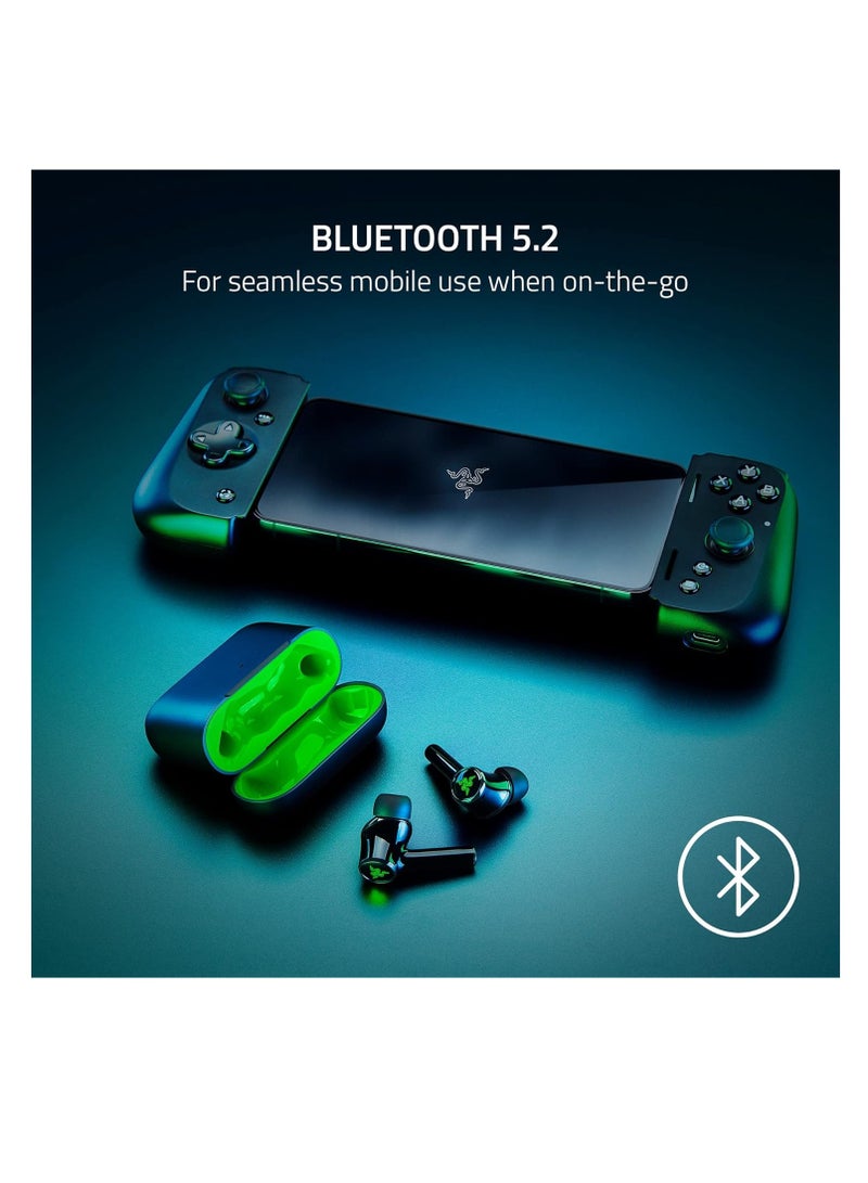 ريزر Hammerhead HyperSpeed Wireless (Xbox Licensed) Gaming Earbuds for Xbox, PS5, PC, Mobile: ANC, ENC, Mic - Bluetooth 5.2, RGB Chroma, 30 Hr Battery Black/Green - Image 3