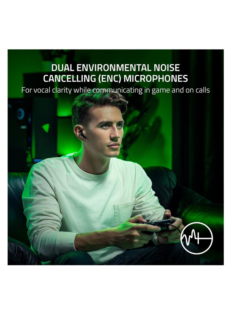 ريزر Hammerhead HyperSpeed Wireless (Xbox Licensed) Gaming Earbuds for Xbox, PS5, PC, Mobile: ANC, ENC, Mic - Bluetooth 5.2, RGB Chroma, 30 Hr Battery Black/Green - Image 4