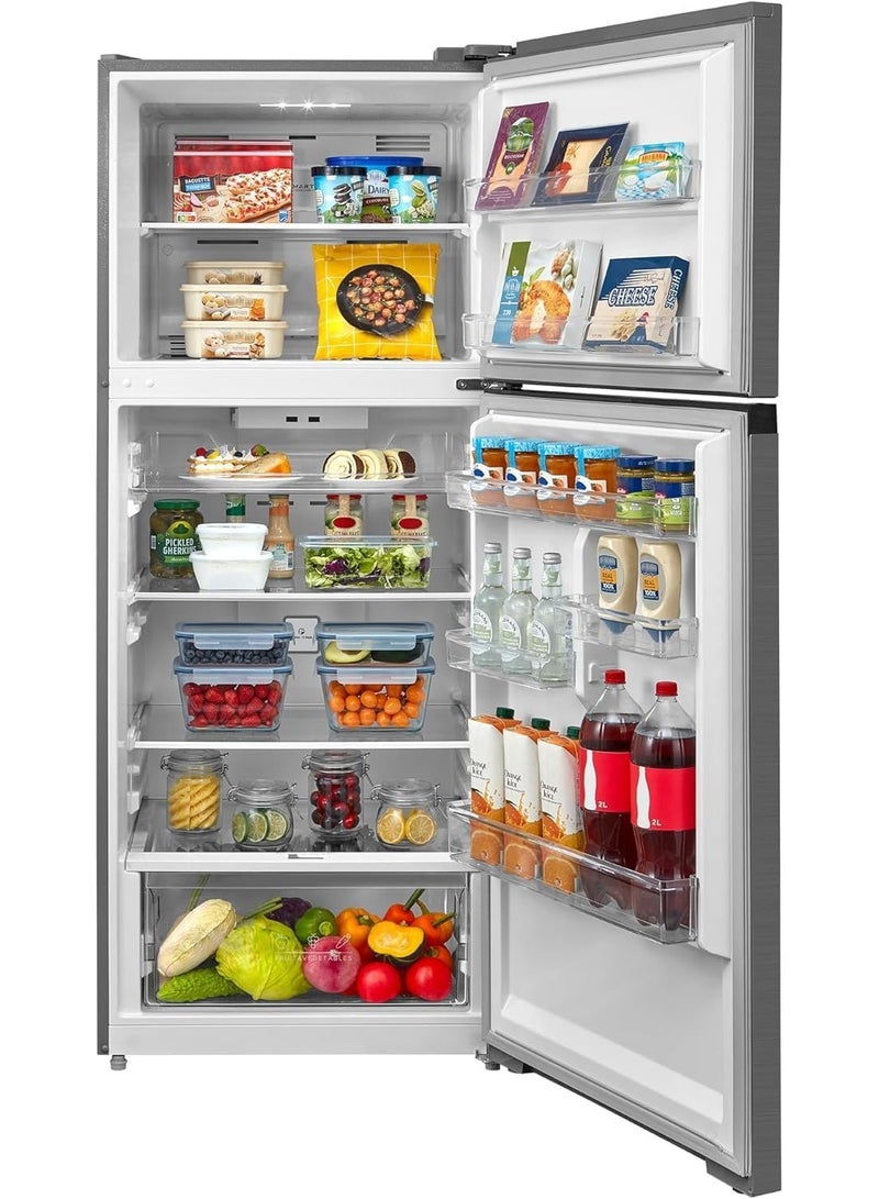 Midea - Fridge With Top Freezer 411 Liter Tropical Compressor Multi Air Flow Active C Fresh Filter MDRT580MTN46 Silver - Image 1