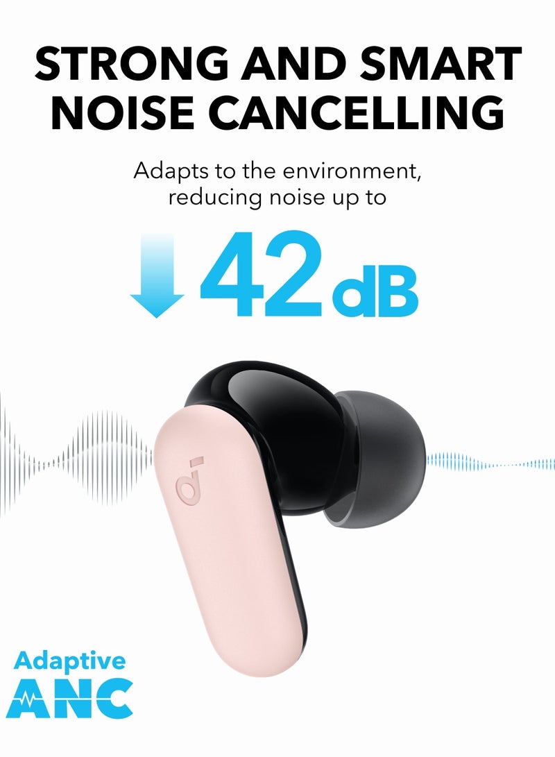 Soundcore - Soundcore P30i by Anker Noise Cancelling Earbuds, Smart Noise Cancelling, Powerful Bass, 45h Playtime, 2-in-1 Case and Mobile Phone Stand, IP54, Wireless Headphones, Blueto5.4, App Control pink - Image 1