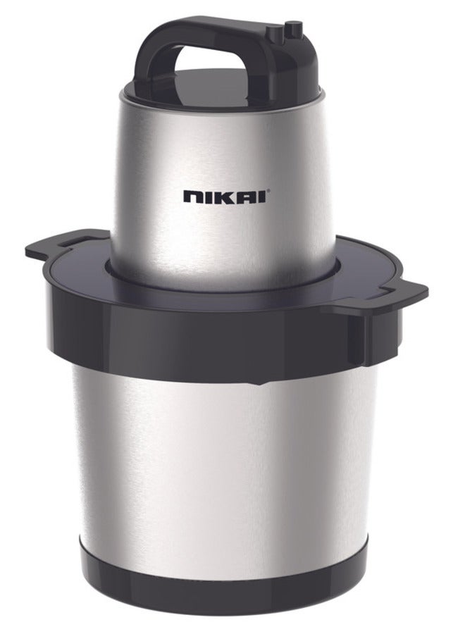 نيكاي Nikai 800 Watts Food Chopper, 6 Liter Capacity Stainless Steel Bowl, Micro Switch, Stainless Steel Blade with Pulse, NC994C 800 W NC994A Silver 