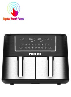 NIKAI Nikai 8.4 Liter Digital Air Fryer, Double Removable Pans, With Separate Cooking Controls, 60 mins. Timer, Auto-Off on Pan Removable, 2570-3040 Watts, 8.4L(4.2*2) NAF182DX 8.4 L 3040 W NAF182DX Black  - Image 1