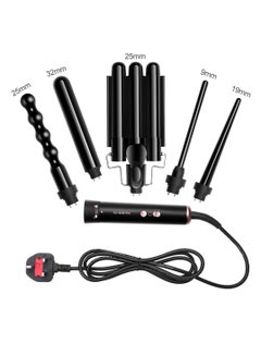 Sunhome 5-IN-1 Hair Curler Iron, Professional Curling Wand Set, Instant Heat Up Hair Curler with 5 Interchangeable Ceramic Barrels (9-32mm),Hair Curler with Fast Heating Up,With LED Temperature Adjustment and Heat Up, Hair Curler Include Heat Resistant Glove Black  - Image 2