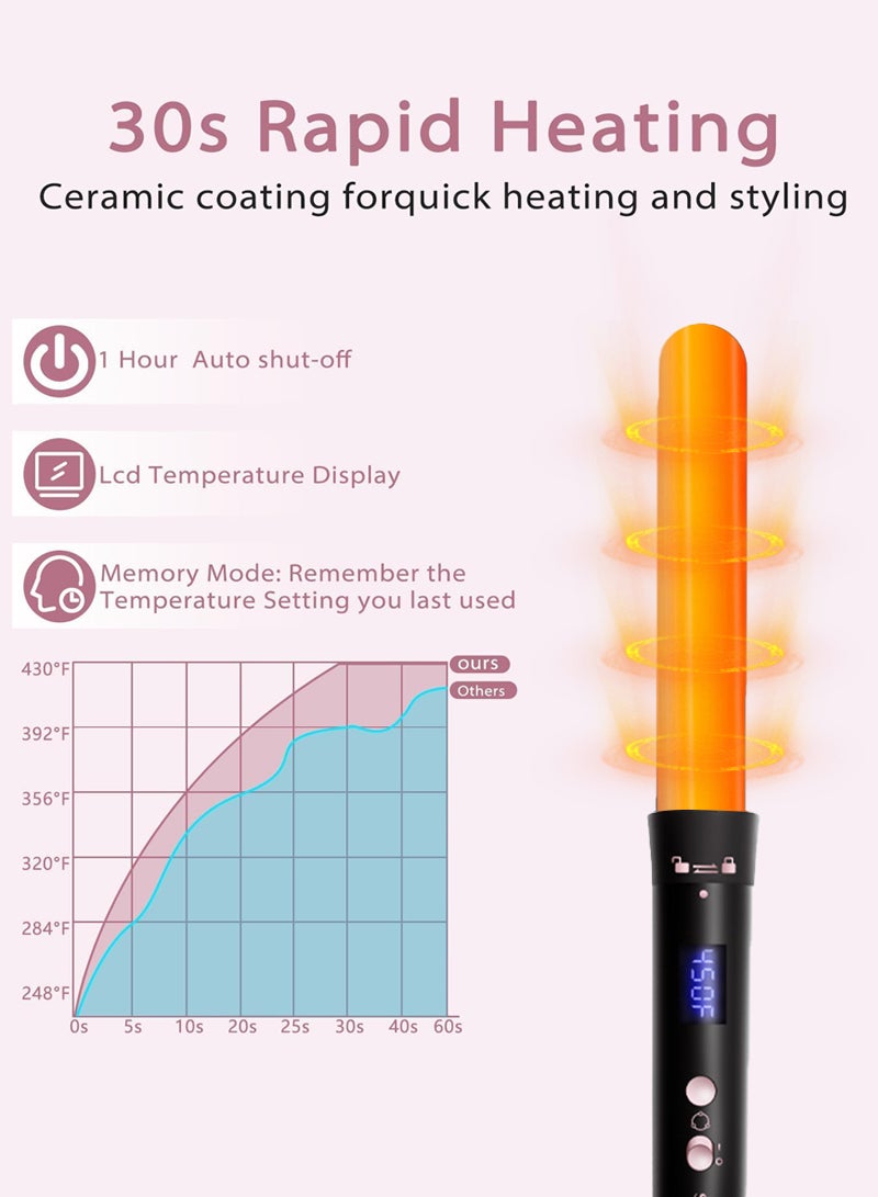 Curling Wand Set, 3 in 1 Hair Curler with 3 Interchangeable Curling Wand Ceramic Barrel(15-32mm), with LED Temperature Adjustment and Heat Up, Hair Curler Include Heat Resistant Glove Black-1 - pnsku/N70122714V/45/_/1729658800/fe9a55e4-4605-4646-8fe6-86360366771d